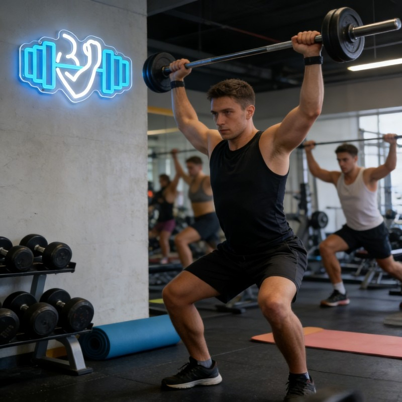 Bicep Dumbbell Neon Sign LED W - đánh giá và giá Home Gym Neon Sign